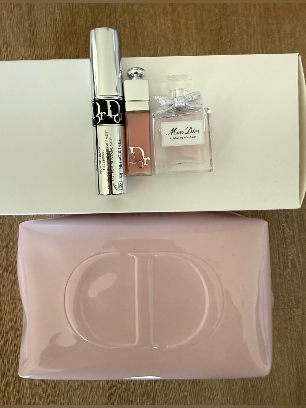 Dior Mini Set with Soft Pink Lip Gloss, mascara & Miss Dior Blooming Bouquet